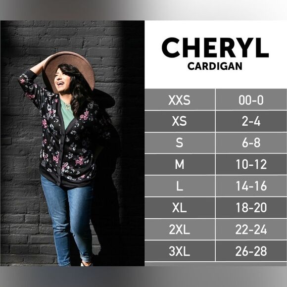 LuLaRoe Black Floral Print Cheryl Cardigan size: XS - Picture 1 of 7